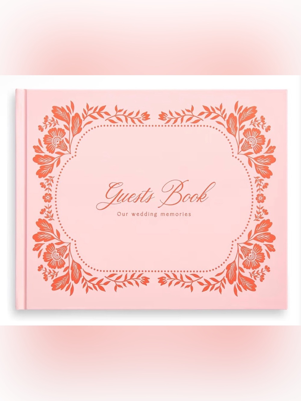 Hardcover Pink Floral Guests Book For Wedding